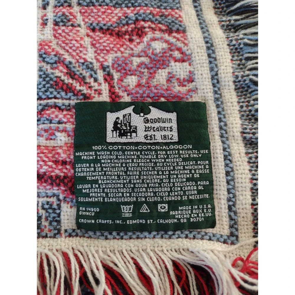 Goodwin Weavers Hutz Tapestry Lighthouse Throw Blanket Cotton 44x60 Made USA